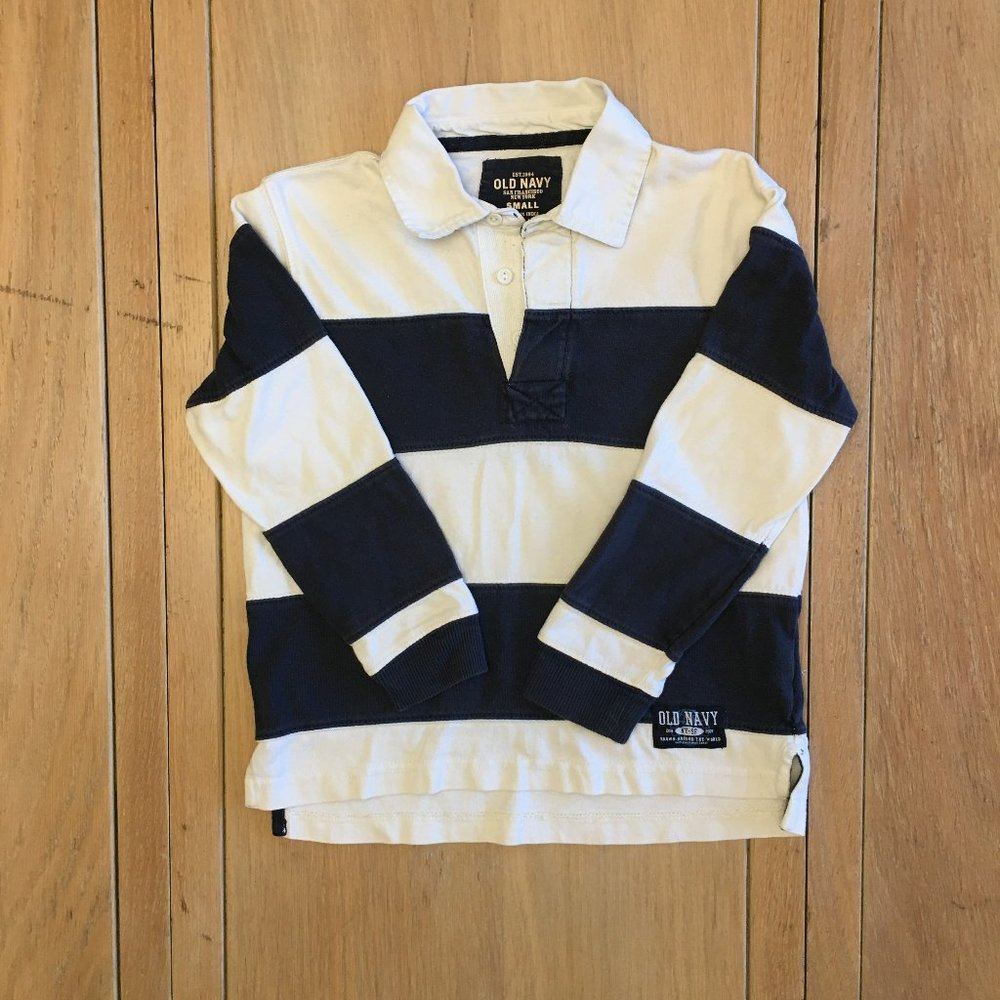 Old Navy Striped Long-Sleeve Rugby Polo Shirt for Boys, Small (6/7)